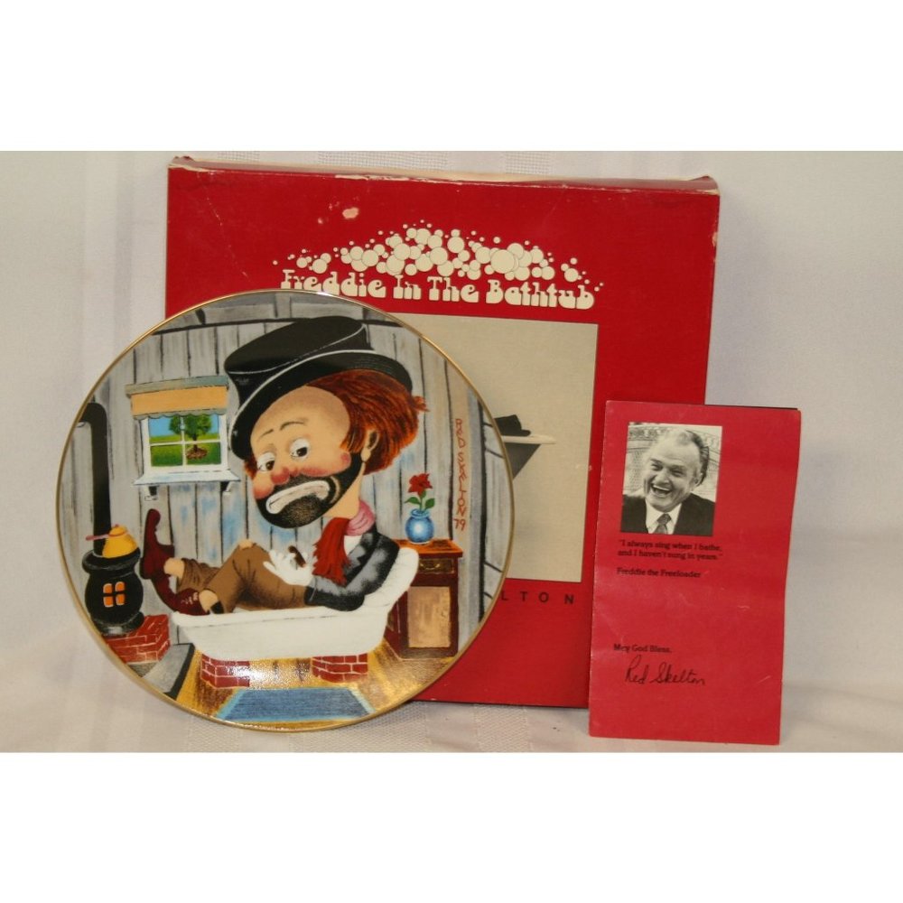 Vintage Porcelain Red Skelton Collector's Plate Freddie in the Bath Tub 1979 563